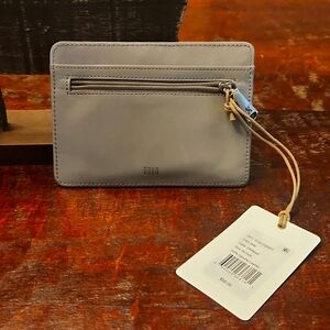 Hobo light grey leather card holder